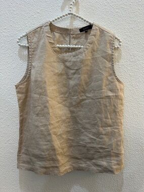 Quince Women's Driftwood-Tan European Linen Sleeveless Tank Size XS